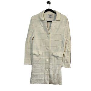 Vintage Wool Jacket M Cream LeRoy Knit Sweater Retro Neutral Minimalist Preppy